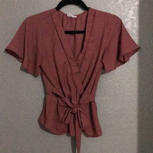 Pink crossover blouse